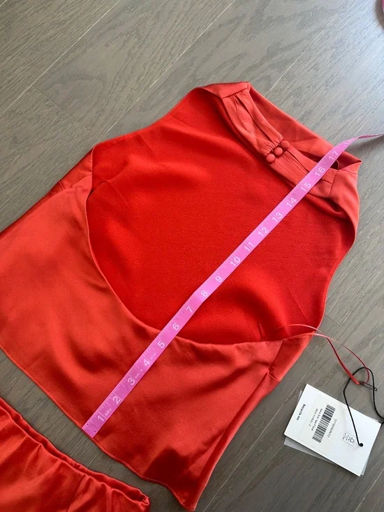 Reformation SERA Two Piece Silk Maxi Skirt Set Red Coral Orange Sz 2 - With Tags - Picture 9 of 10